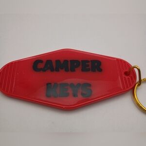 Retro Red Camper Keys Motel Keychain Custom Handmade UV Resin Glamping RV Decor